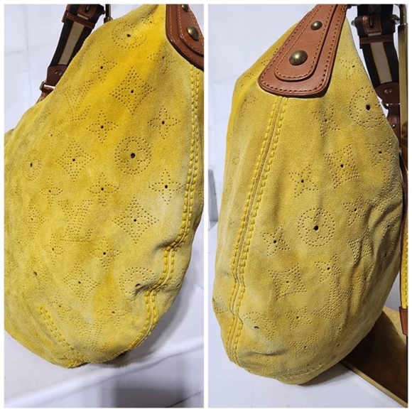 Authentic Louis Vuitton Monogram Suede Onatah GM Shoulder Bag Yellow - Picture 11 of 16